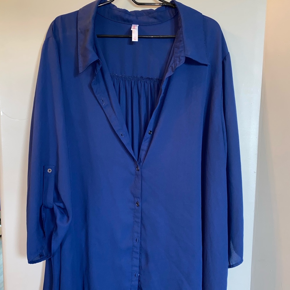 Navy Blue Sheer Top